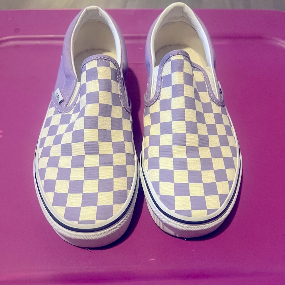 Vans Lavender and White Checkered - Men’s 7/Women’s 8.5